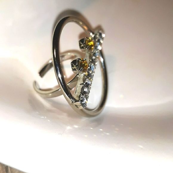 JOOMI LIM NEW RHINESTONES RHOD. SILVER PLATED RING - Picture 4 of 5